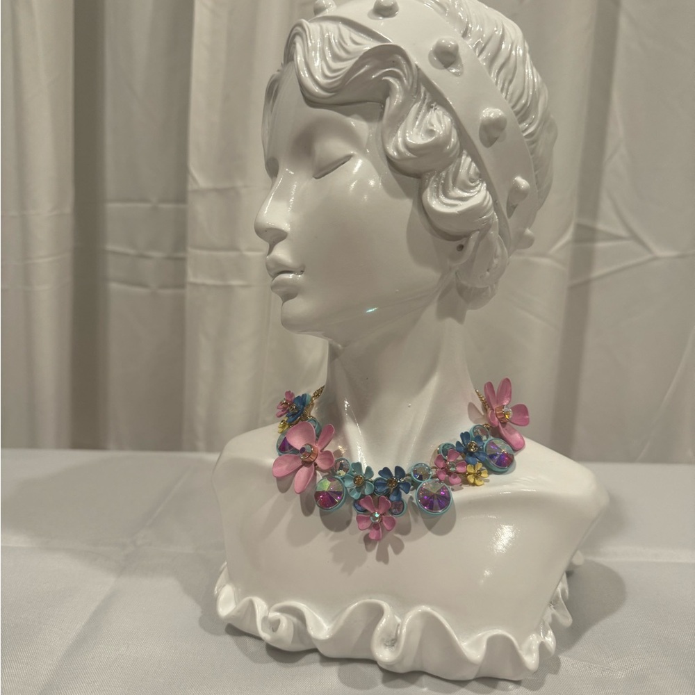 Betsy Johnson Floral Crystal Statement Necklace - Picture 2 of 3